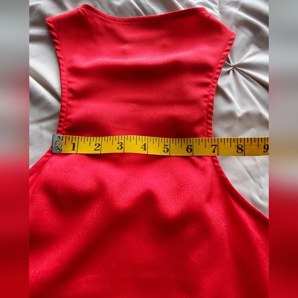 Silk V Neck Top in Red and Gold - Picture 13 of 16